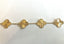 14k Yellow Gold 4 Leaf Sunburst Adjustable Clover Bracelet Lobster Clasp 7.25"