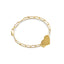 Gold Paperclip Chain with Heart Charm Bracelet