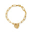 Paperclip Chain with Diamond-cut Heart Charm 14K Gold Bracelet