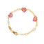 Baby Ruby CZ Stones and Diamond Cut Gold Heart Bracelet