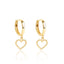 Gold Beaded Heart Drop Huggies Earrings