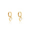 Gold Heart with Mother of Pearl Inlay Drop Huggies Earring