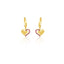 Gold Heart Drop Huggies Earring with Ruby Stones