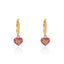 Ruby Heart with Diamond Cut Inlay Drop Huggies Earring