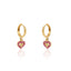 Ruby Heart with Diamond Cut Inlay Drop Huggies Earring