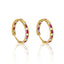 Gold Hoop Earring with Ruby and Diamond CZ Stones (4 size variations)