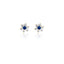 Diamond Flower With Sapphire CZ Stones  Gold Stud