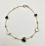 14k Gold Black Onyx and Mother of Pearl Heart Bracelet Adjustable 7.75" 3grams