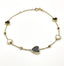 14k Gold Black Onyx and Mother of Pearl Heart Bracelet Adjustable 7.75" 3grams