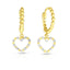 14k Yellow and White Gold Beaded Hoop with Dangle Heart Drop Earring 1.60grams