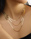 14K Yellow Gold Triple Strand Layered Herringbone 16" Necklace 9.5grams 1.8mm