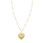 14K Gold Polished and Diamond Cut Vintage Puffed Heart Chain Necklace 4.10grams