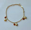 14kt Gold Red and Gold Baby Heart Charm Bracelet-5 inch Adjustable