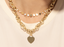 14K Gold and Mother of Pearl Heart Mirror Gem Chain Necklace 18" 10.55grams