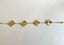 14k Yellow Gold 4 Leaf Sunburst Adjustable Clover Bracelet Lobster Clasp 7.25"