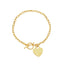 14K Yellow Gold Heart Charm and Toggle Oval Link Bracelet 7.5" 3.22grams