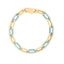 14K Gold and Turquoise Paperclip Gem Link 7mm Bracelet 7.5" inches length