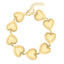 Yellow Gold Plated Puffed Heart Chain Bracelet 8" with Lobster Clasp 15.70grams