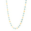 14K Gold Turquoise Geometric Mirror Gem Chain Necklace with Lobster Clasp 18"