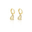 Diamond Heart with Gold Heart Drop Huggies Earrings