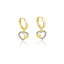 Diamond Heart with small Gold Heart Drop Huggies Earrings