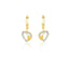 Diamond Heart with small Gold Heart Drop Huggies Earrings