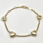 14K Yellow Gold Puffed Heart Bracelet Adjustable 7inch Lobster Clasp 3.14grams