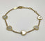 14K Yellow Gold Mother of Pearl Heart Chain Bracelet Adjustable 7inch 3.2grams